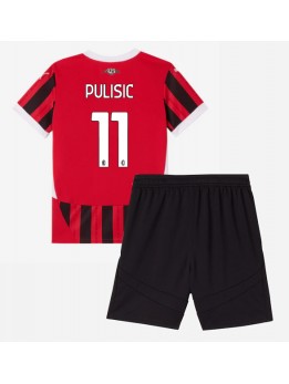 AC Milan Christian Pulisic #11 Replika Hemmakläder Barn 2024-25 Kortärmad (+ byxor)